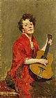 William Merritt Chase Girl With Guitar painting